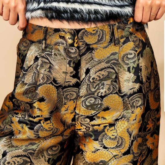Dressed in Lala Dragon Brocade Wide Leg Pants Medium - Picture 4 of 10